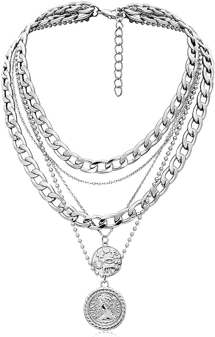 Gold Layered Retro Coin Pendant Necklace