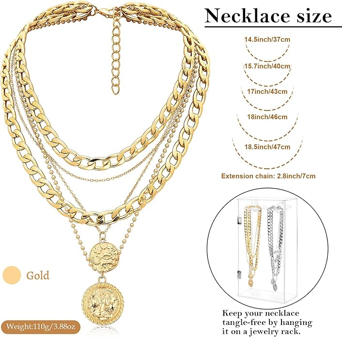Gold Layered Retro Coin Pendant Necklace
