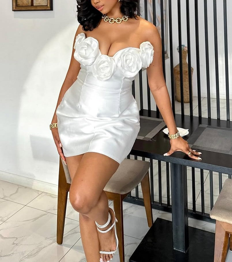 Elegant Rose Sleeveless Dress