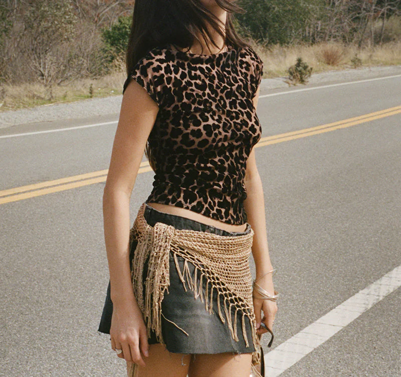 Sexy Top in Flock Mesh Rar Leopard