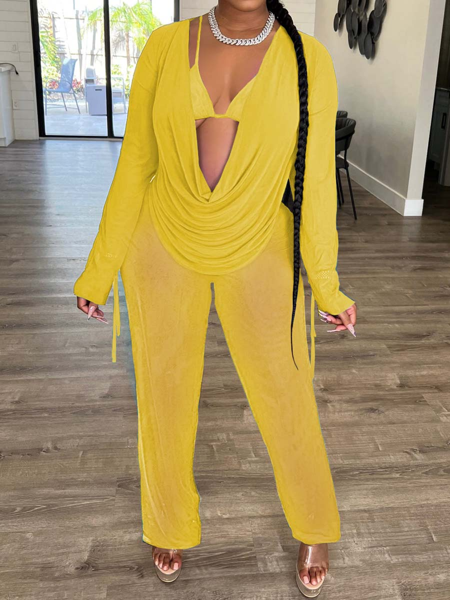 See-through Mesh Sexy Three-piece Set