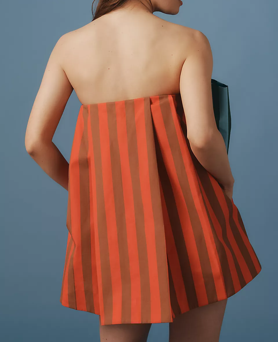 Strapless Bow Swing Mini Dress