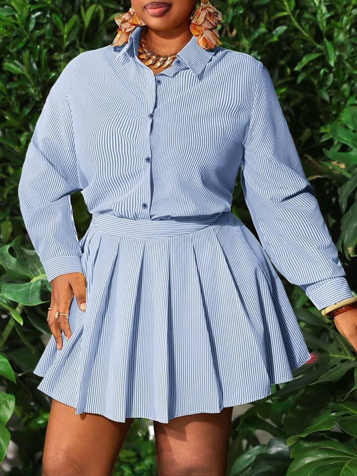 Elegant Lightweight Striped 2 Pieces Set