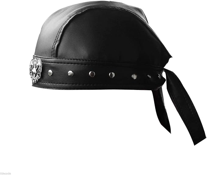 Adjustable Skull Leather Cap Black