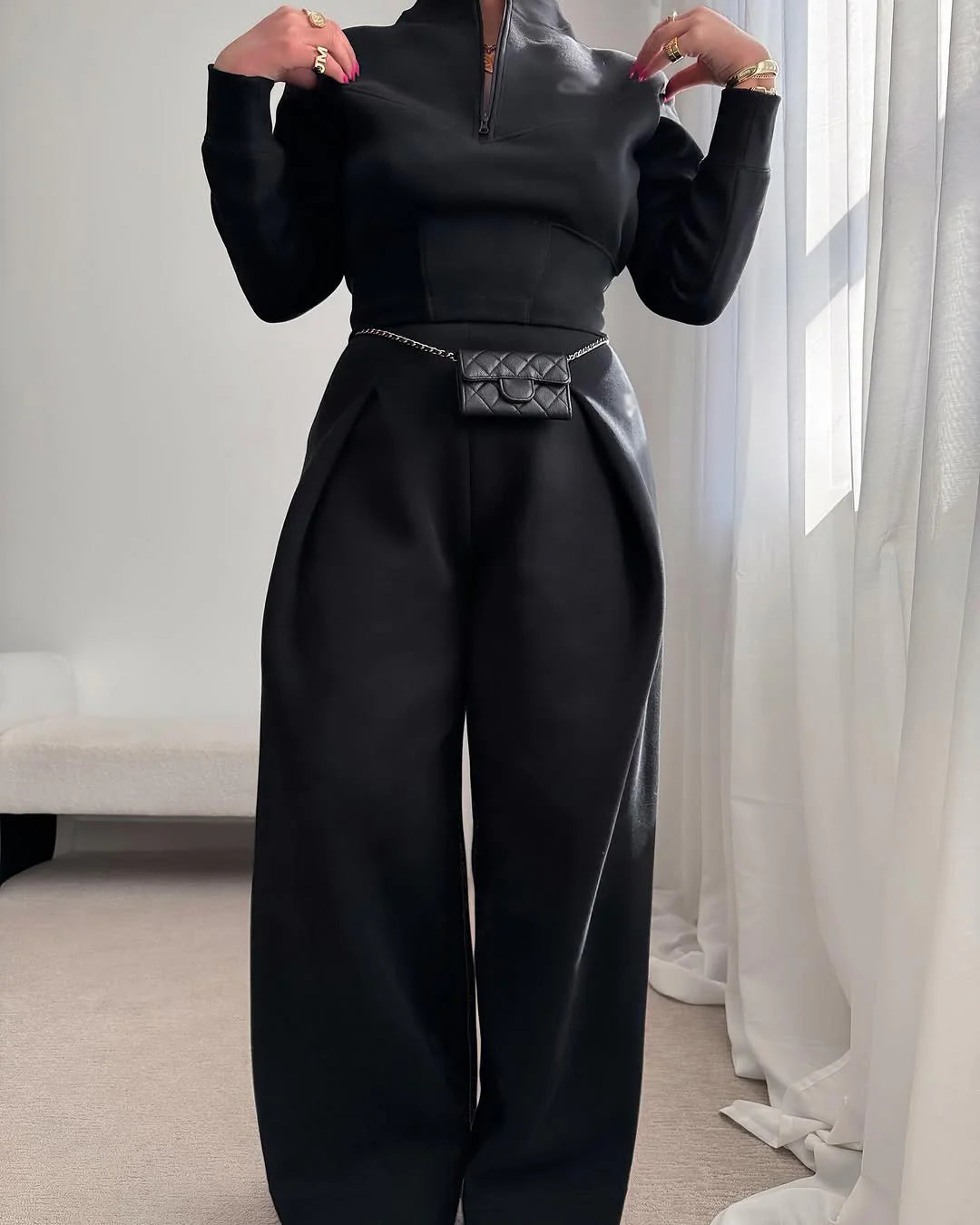 Half-Zip Sports Top + Sports Pants