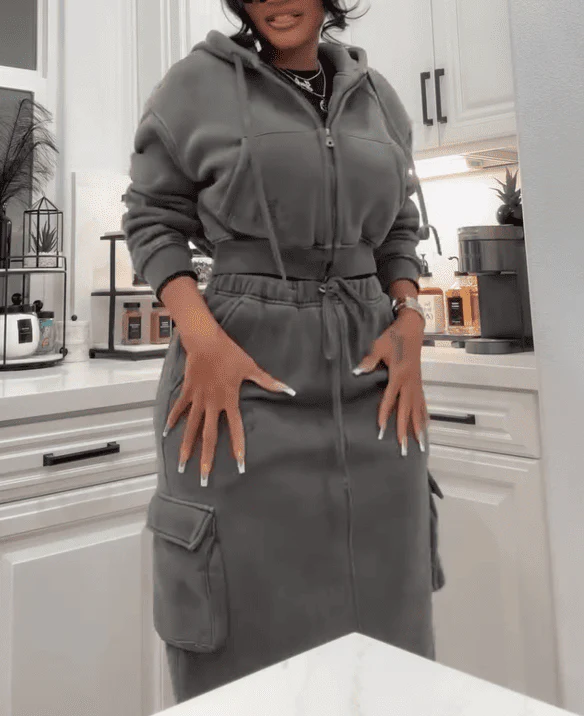 Hooded Pockets Two Pieces Set