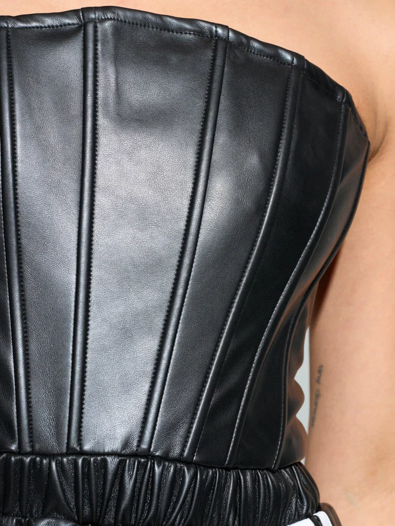 Strapless Sports Pu Jumpsuit