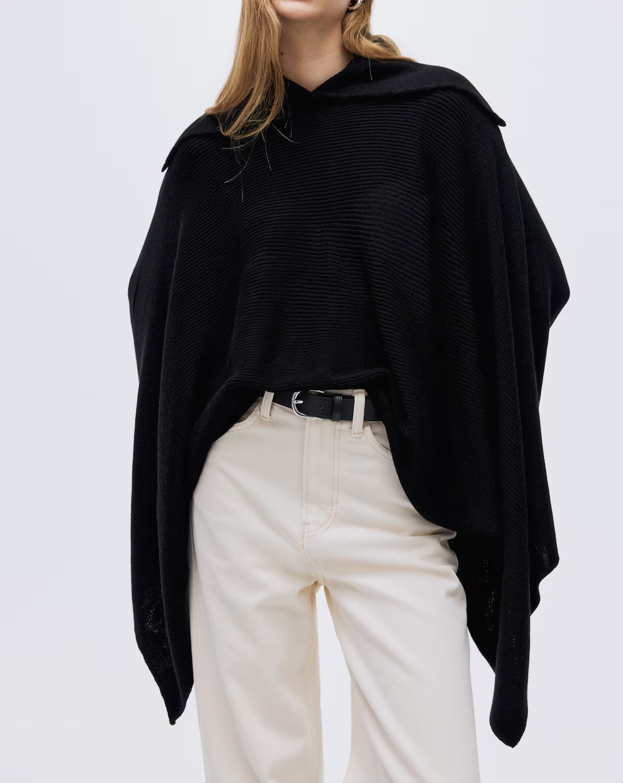 Rib-Knit Asymmetric Cape