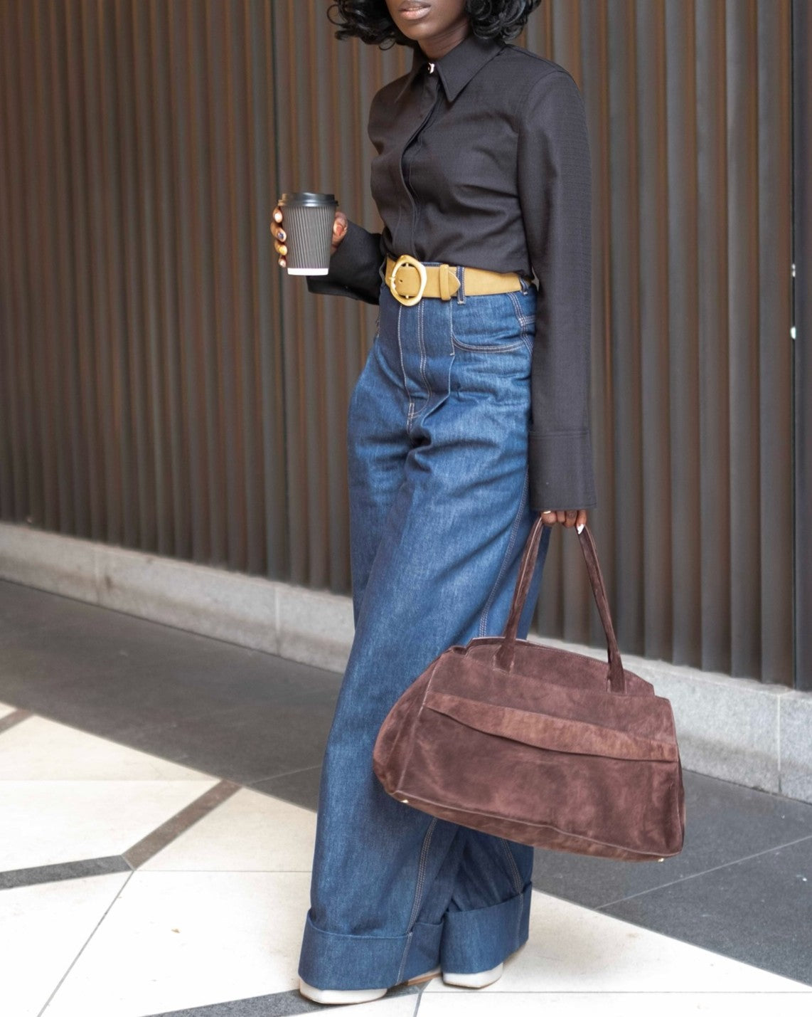 High-Waisted Straight-Leg Pleated Jeans