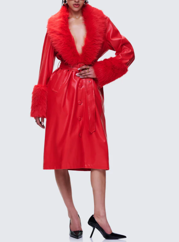 Vegan Fur Leather Coat