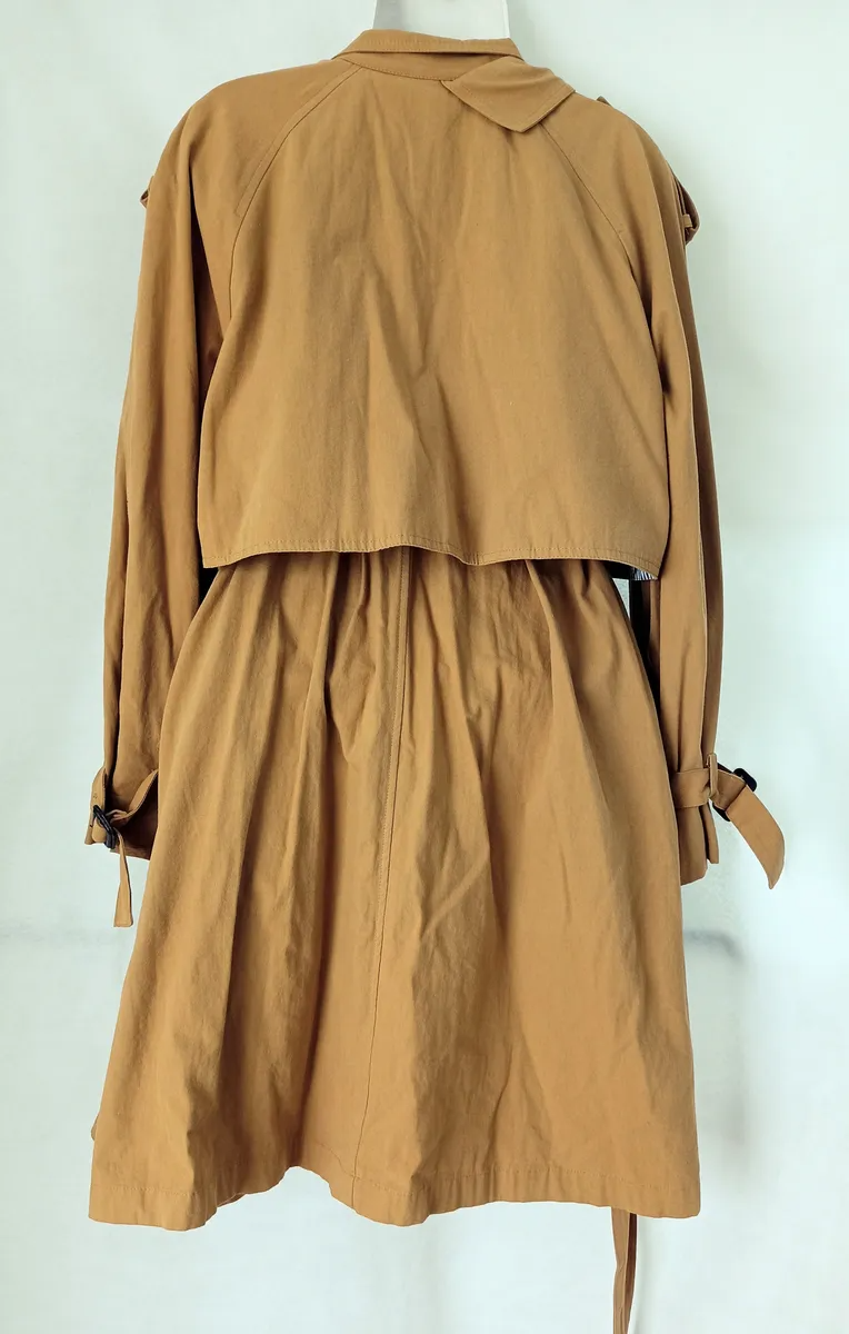 Asymmetrical pleated tie-front trench coat