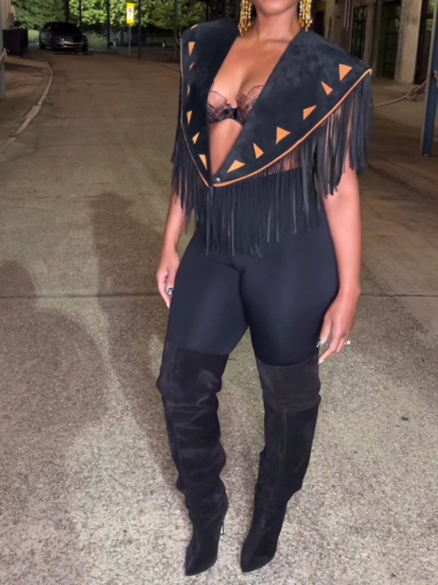 Vintage Suede Fringed Vest