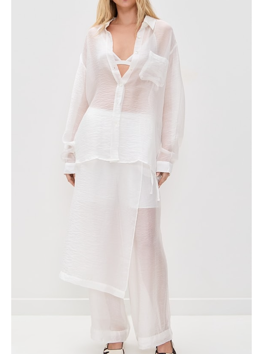 Textured Translucent Pants Set