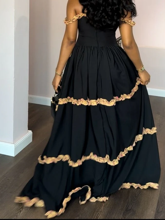 Halter Lace V-Neck High Waist Dress