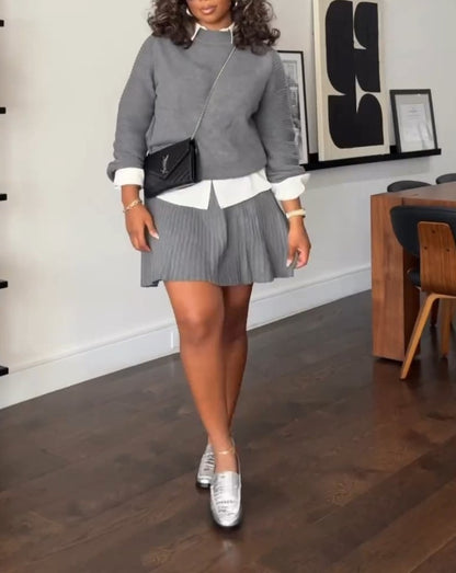 Ribbed Knit Sweaters +  Mini Skirt