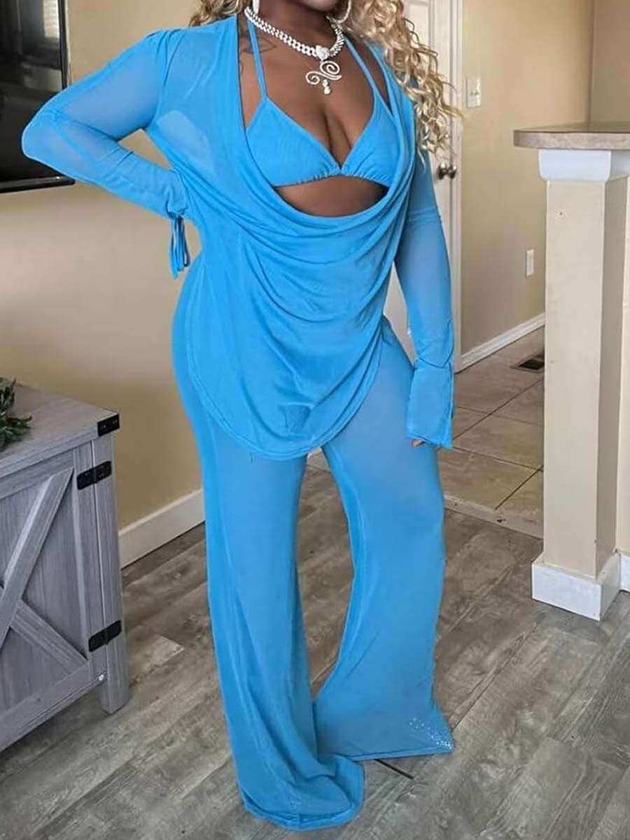 See-through Mesh Sexy Three-piece Set