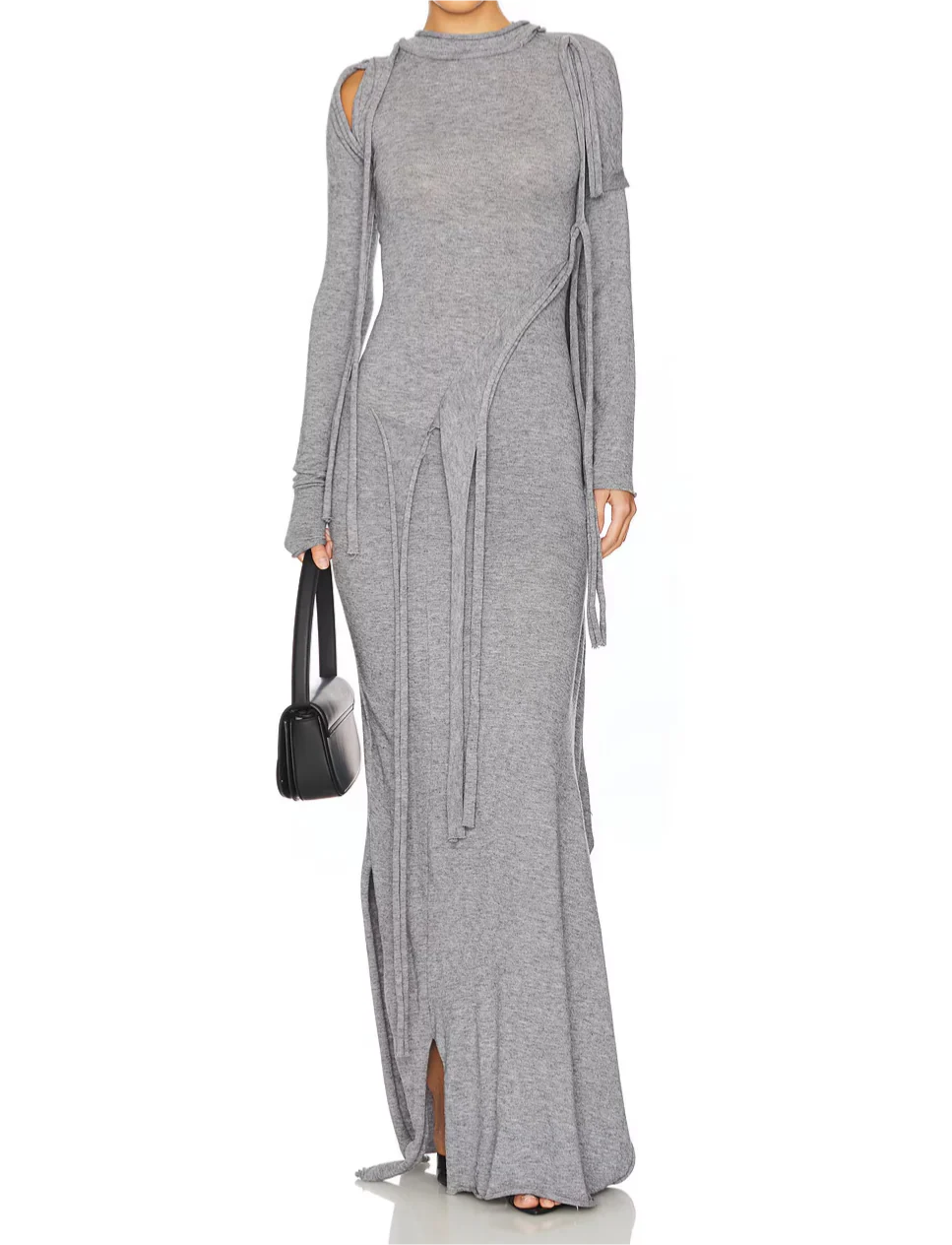 Patchwork Tassel Slit Hem Dress