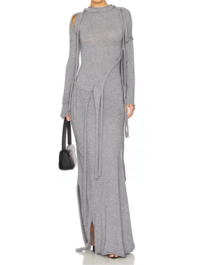 Patchwork Tassel Slit Hem Dress