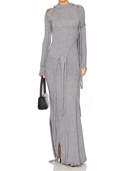 Patchwork Tassel Slit Hem Dress