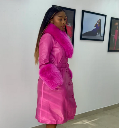 Vegan Fur Leather Coat