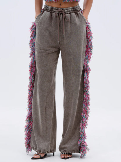 Deep V Neck Fringed Two Pieces Set