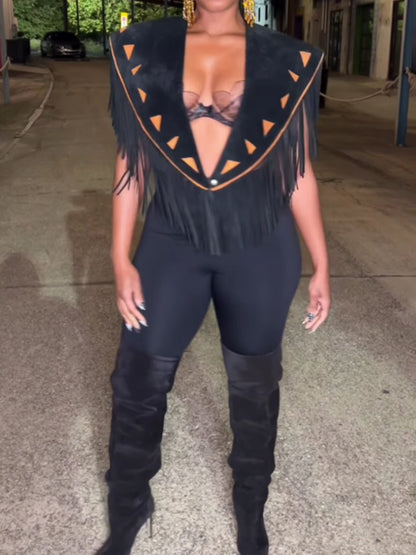 Vintage Suede Fringed Vest