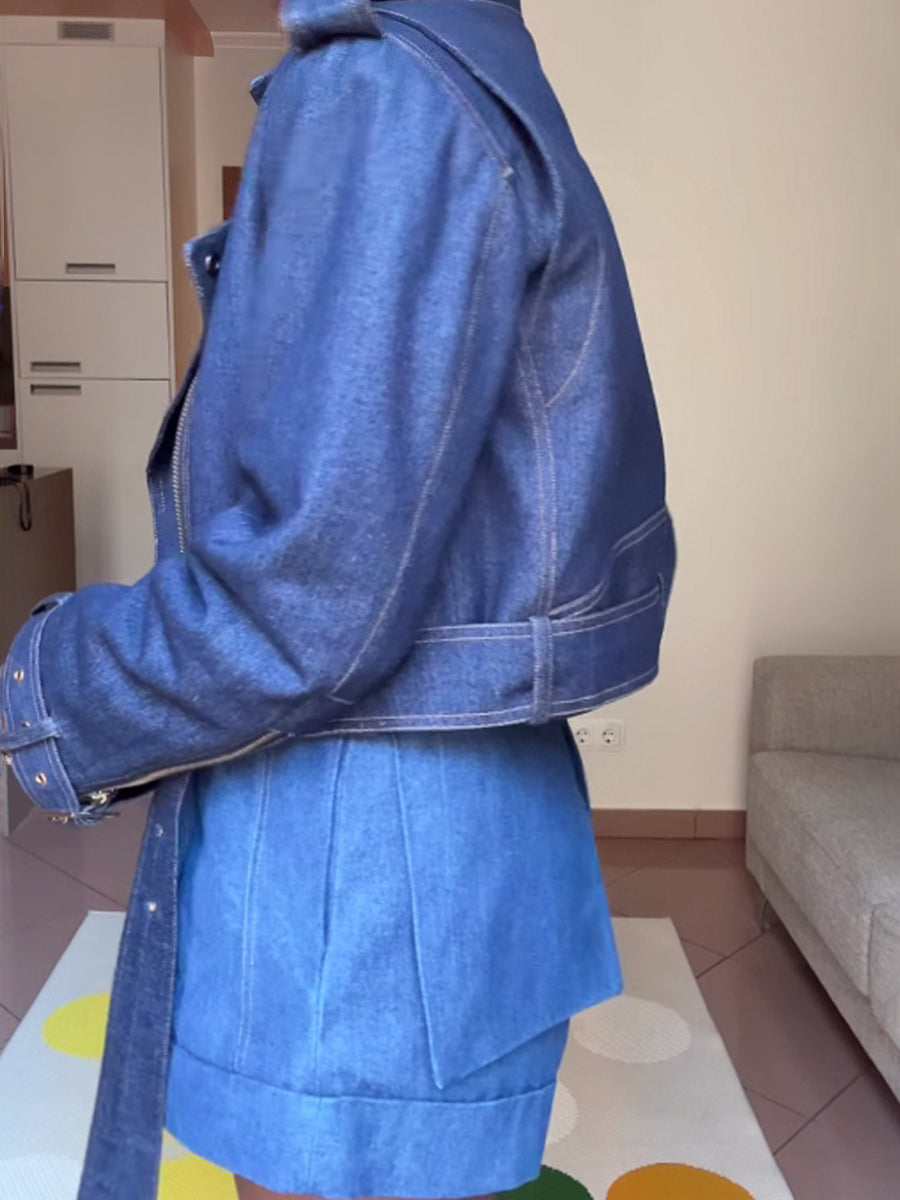 Casual Wide Lape Denim Jacket