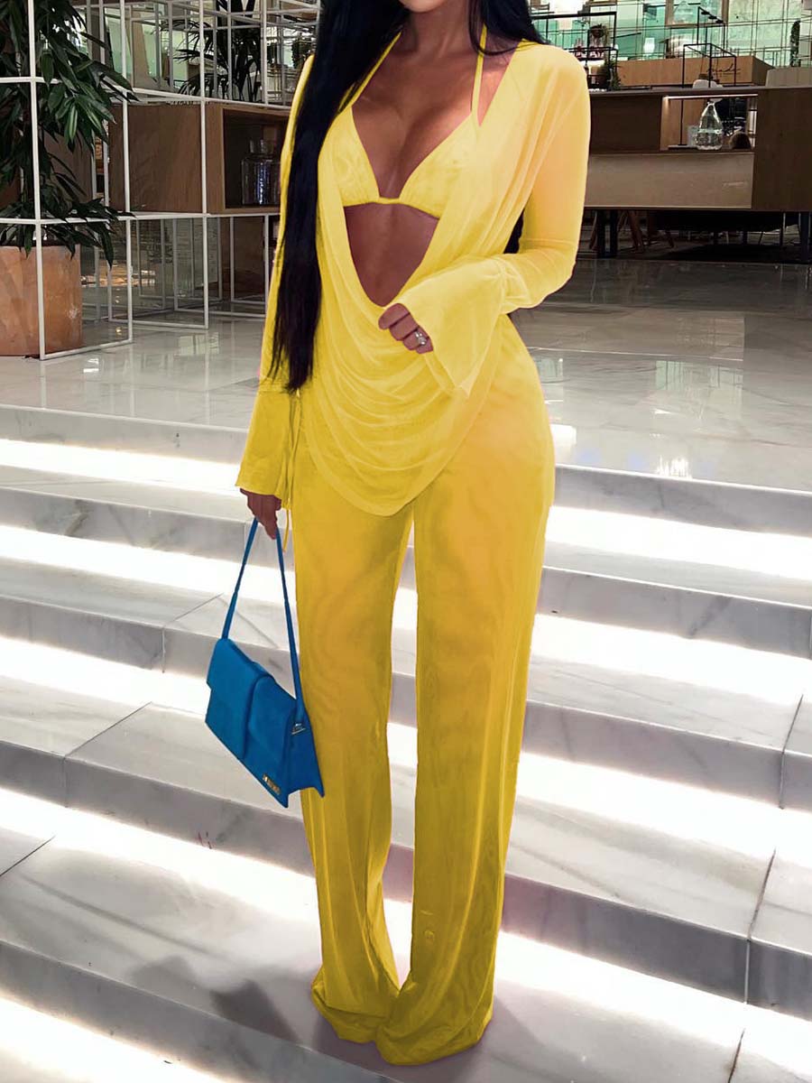 See-through Mesh Sexy Three-piece Set