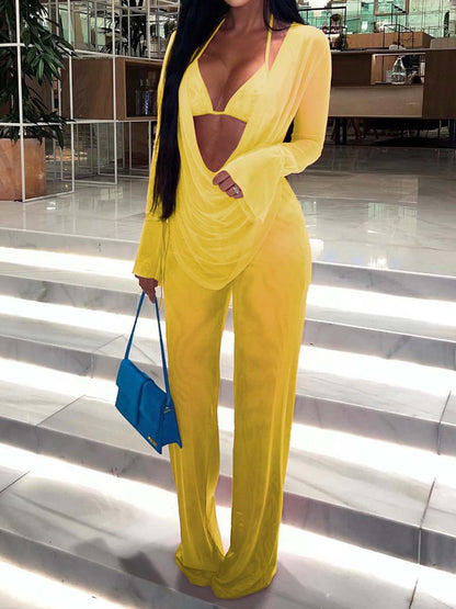 See-through Mesh Sexy Three-piece Set