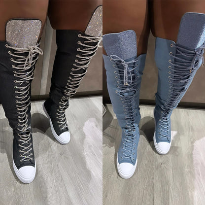 Rhinestone Sparkle High-top Canvas Shoes