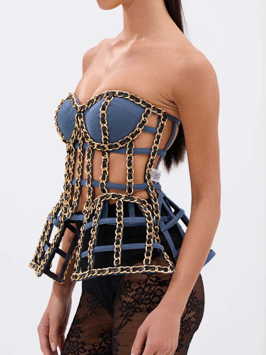 Chain Detail Bustier Top