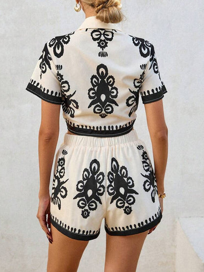 Fashion Placement Print Two Piecs Set