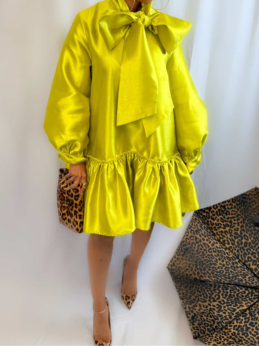 Puff Sleeve Drop Waist Mini Dress