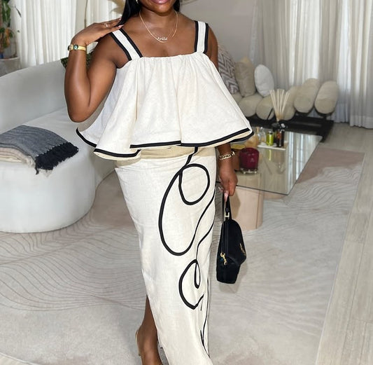 Halter Printed Top Skirt Set