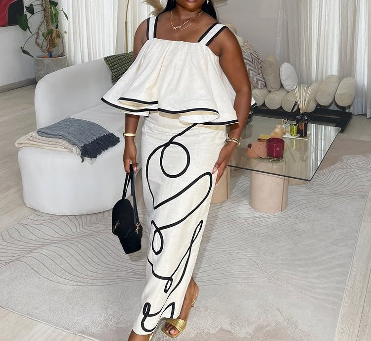 Halter Printed Top Skirt Set