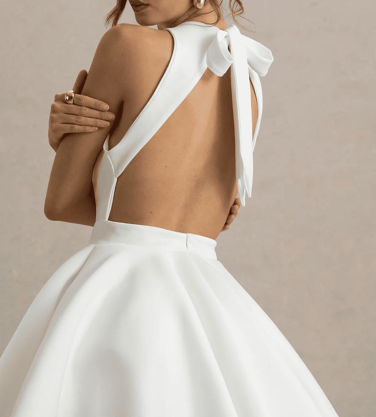 White Racer-Neck Sleeveless Skater Mini Dress