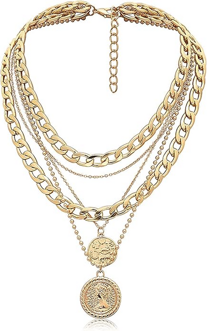 Gold Layered  Retro Coin Pendant Necklace