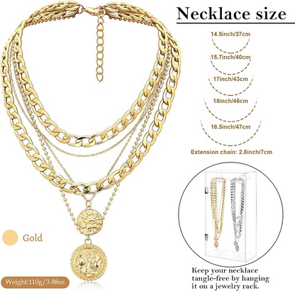 Gold Layered  Retro Coin Pendant Necklace