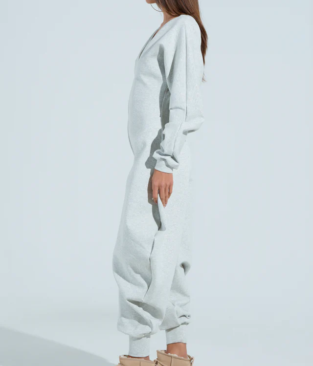 Cozy Sweatshirt Jumpsuit  In Black / Gray