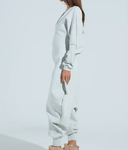 Cozy Sweatshirt Jumpsuit  In Black / Gray