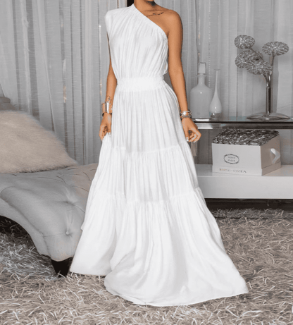 Elegant Slant Shoulder Dress