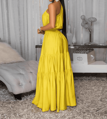 Elegant Slant Shoulder Dress