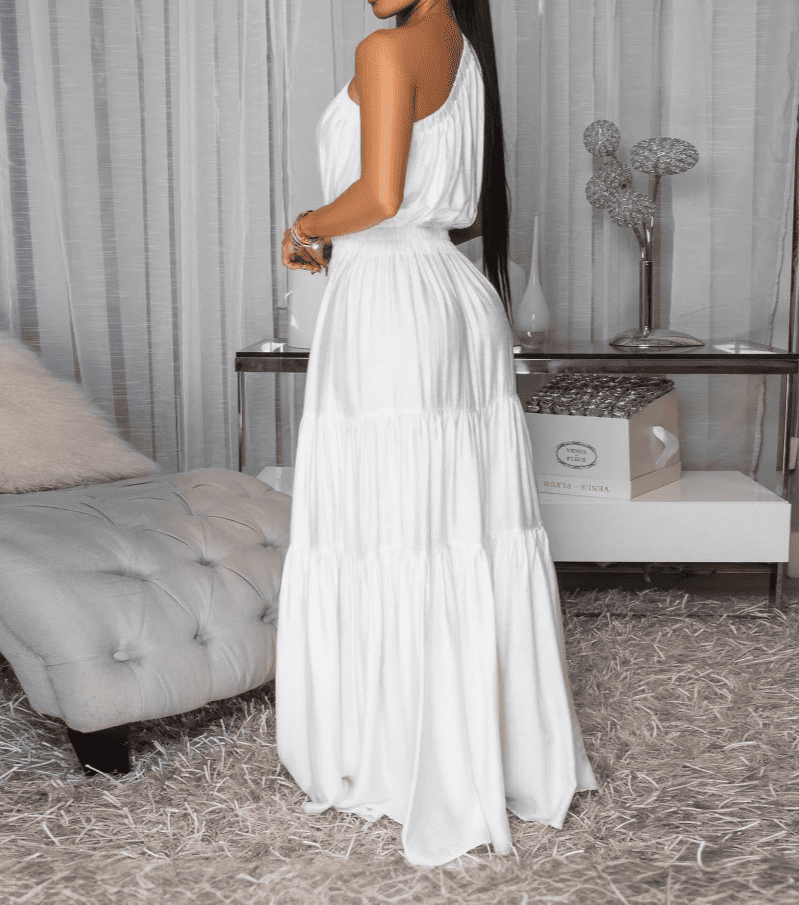 Elegant Slant Shoulder Dress