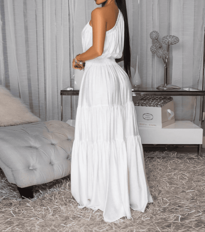 Elegant Slant Shoulder Dress