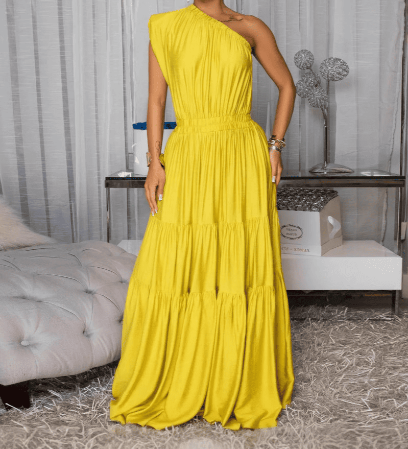 Elegant Slant Shoulder Dress