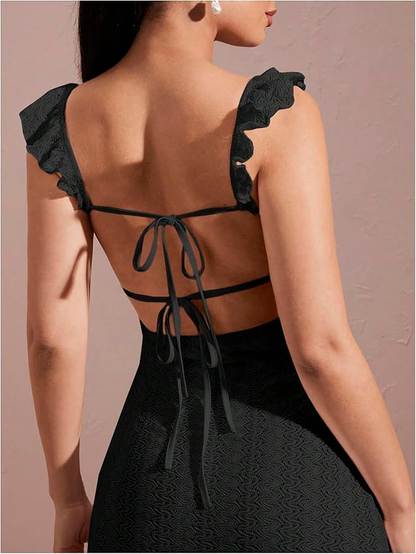  Crochet Ruffle Sleeveless Backless Bodycon Dresses