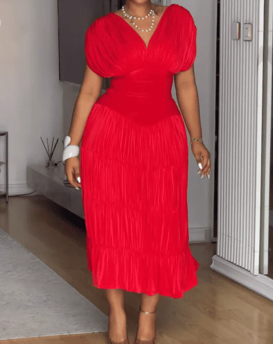 Classinc Red V-neck Dress