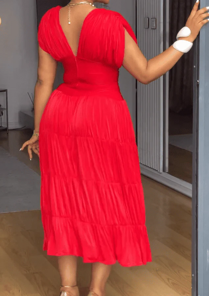 Classinc Red V-neck Dress