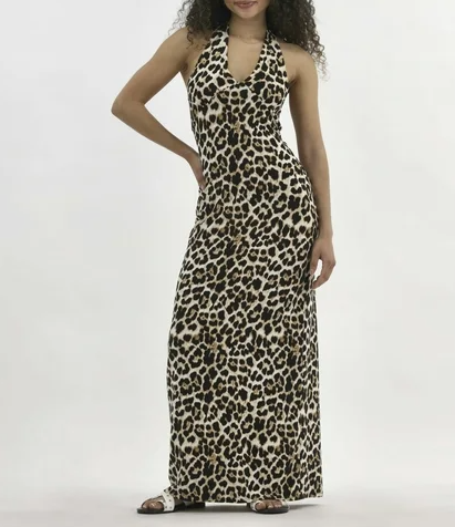 Leopard Print Sexy Backless Maxi Dress