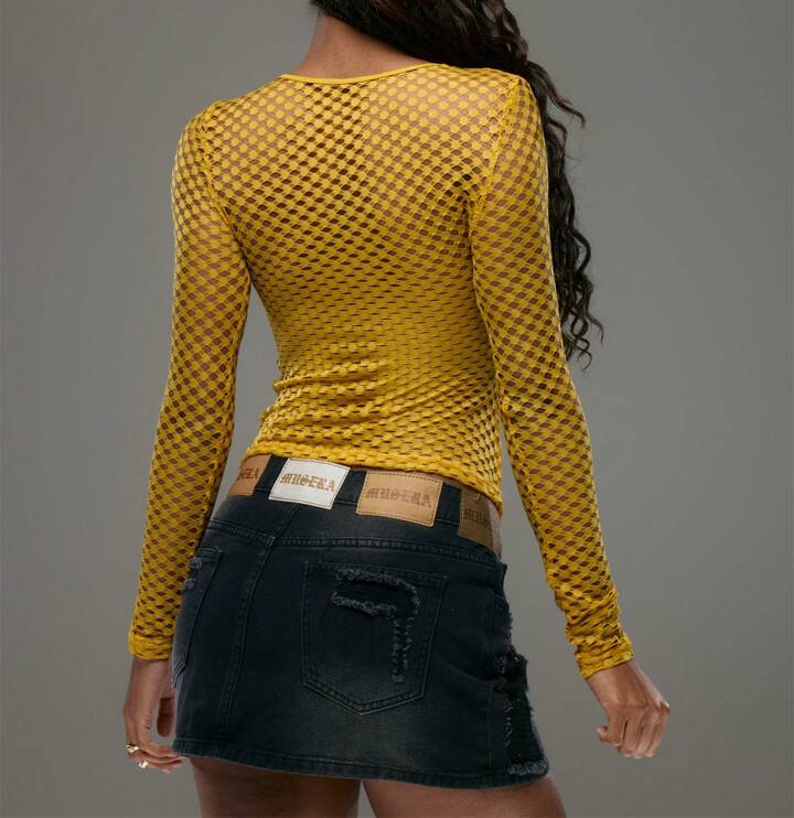 Long Sleeve Mesh Sexy Women's Top